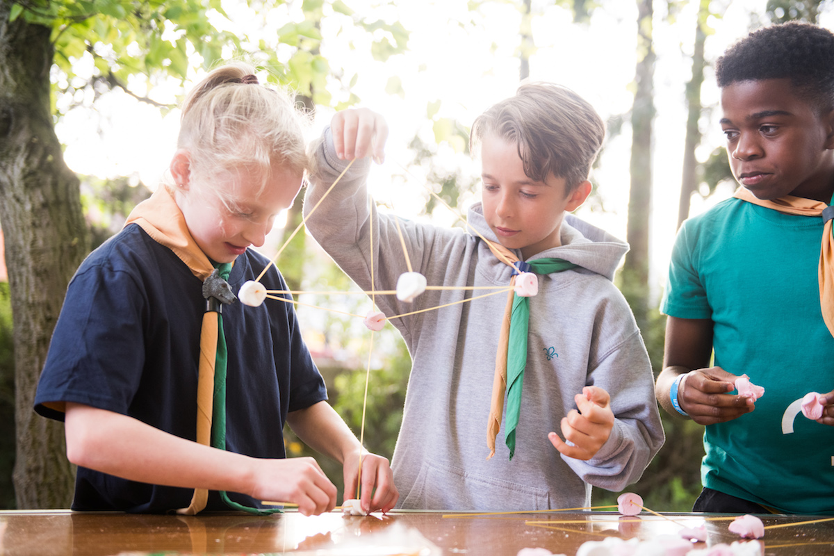 Three cubs making models