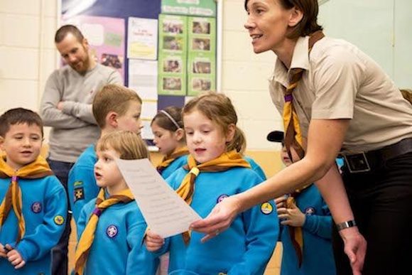 Beavers and Leader singing